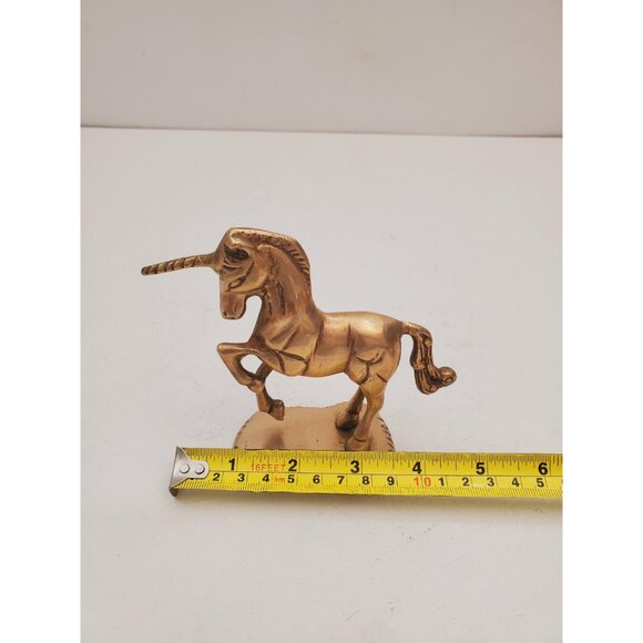 Vintage 70s Solid Brass Unicorn Statue Art Figure Heavy - Fantasy Decor - Picture 7 of 10